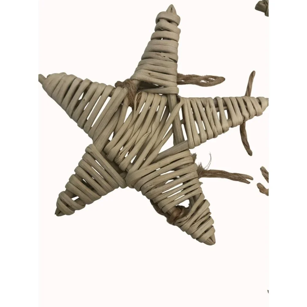 Handmade Natural Wicker Star Garland With 9 Stars 6 Ft Long Rustic Decor Xmas
